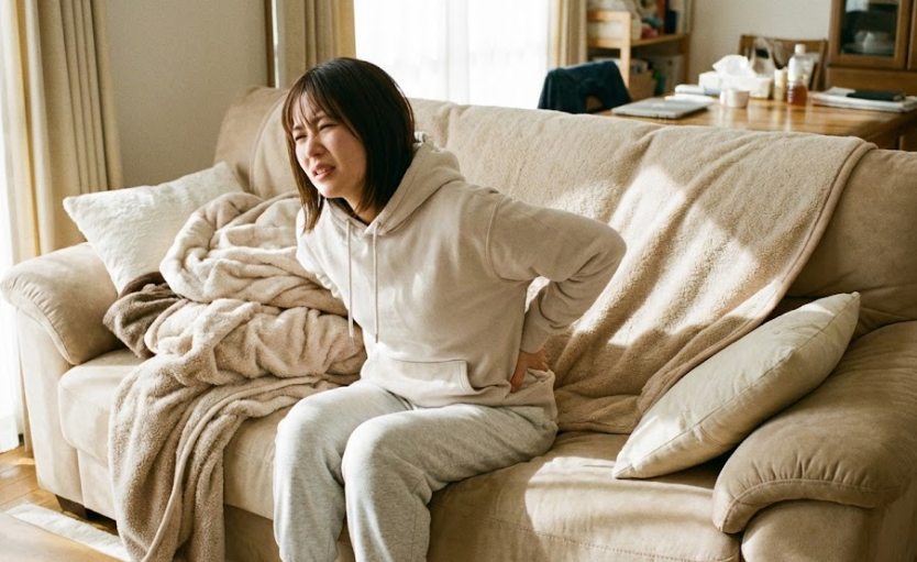 柔らかいソファーでの座り方や寝方